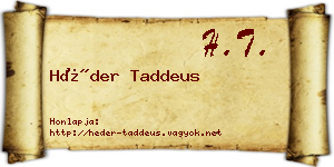 Héder Taddeus névjegykártya